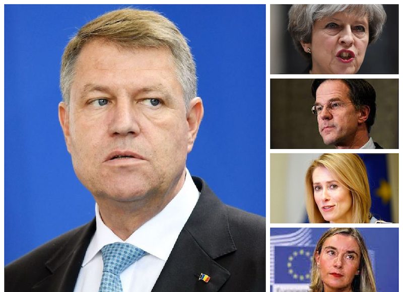Klaus Iohannis România) - Theresa May (Marea Britanie) - Mark Rutte (Olanda) - Kaja Kallas (Estonia) - Federica Mogherini (Italia)