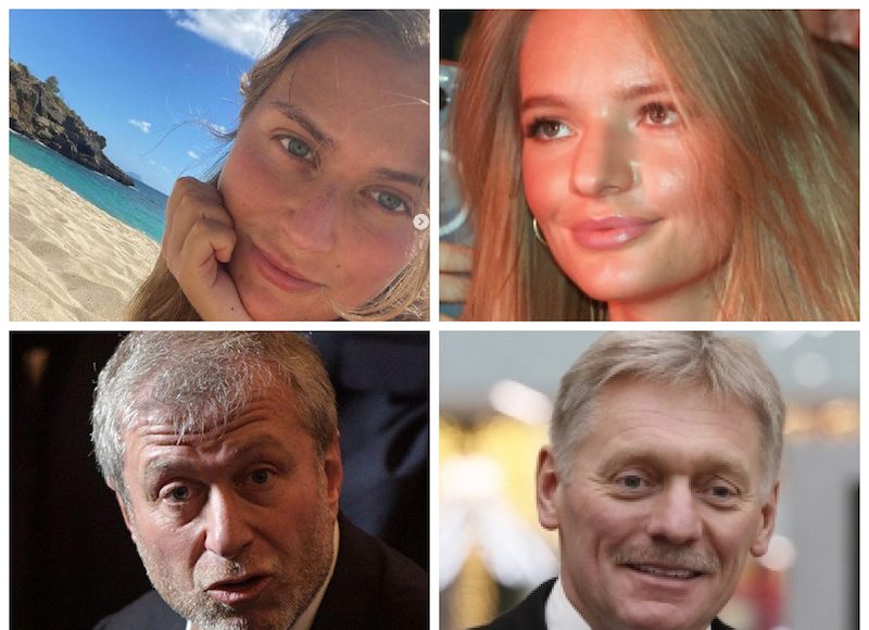 STÂNGA_ Sofia și Roman Abramovici. DREAPTA_ Elizaveta și Dmitri Peskov