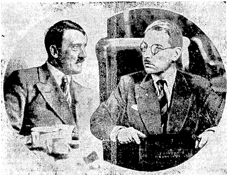 Hitler și Schuschnigg. Sursa foto: Evening Post (17 februarie 1938)