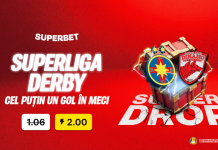 Super Drop marca Superbet la Marele Derby: cotă 2,00 pentru un gol marcat!