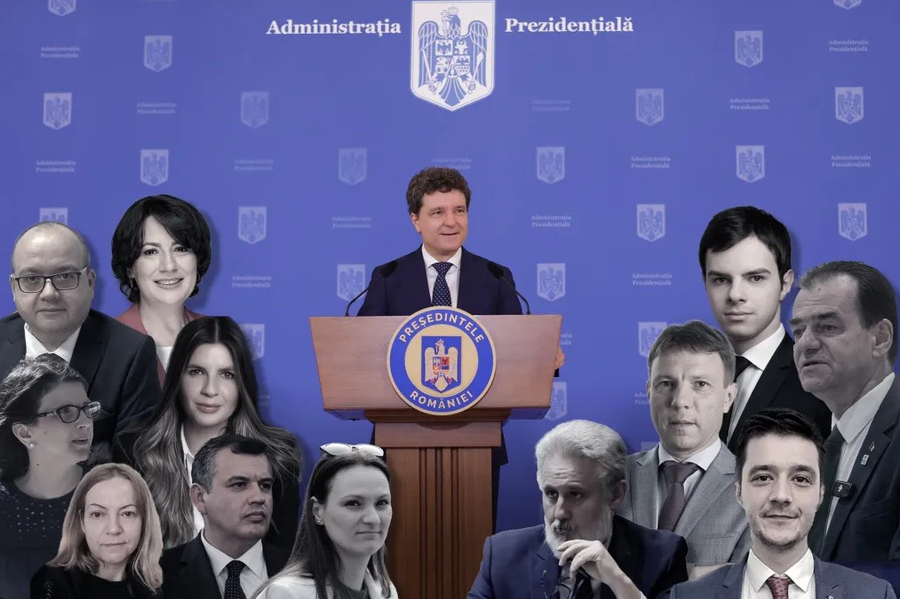 Președintele Nicușor Dan și consilierii săi. FOTO: colaj de Ion Mateș; fotografie principală: Inquam Photos / George Călin