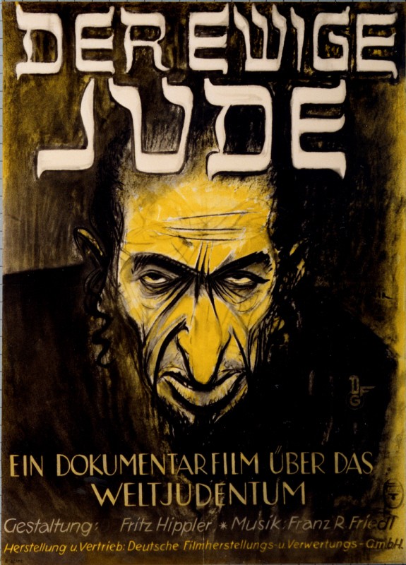 Afiș nazist al documentarului „Der ewige Jude” (Eternul evreu), care utilizează inclusiv teoriile antisemite ale lui Eisenmenger. Documentarul a fost realizat la comanda lui Joseph Goebbels. FOTO: Holocaust Encyclopedia